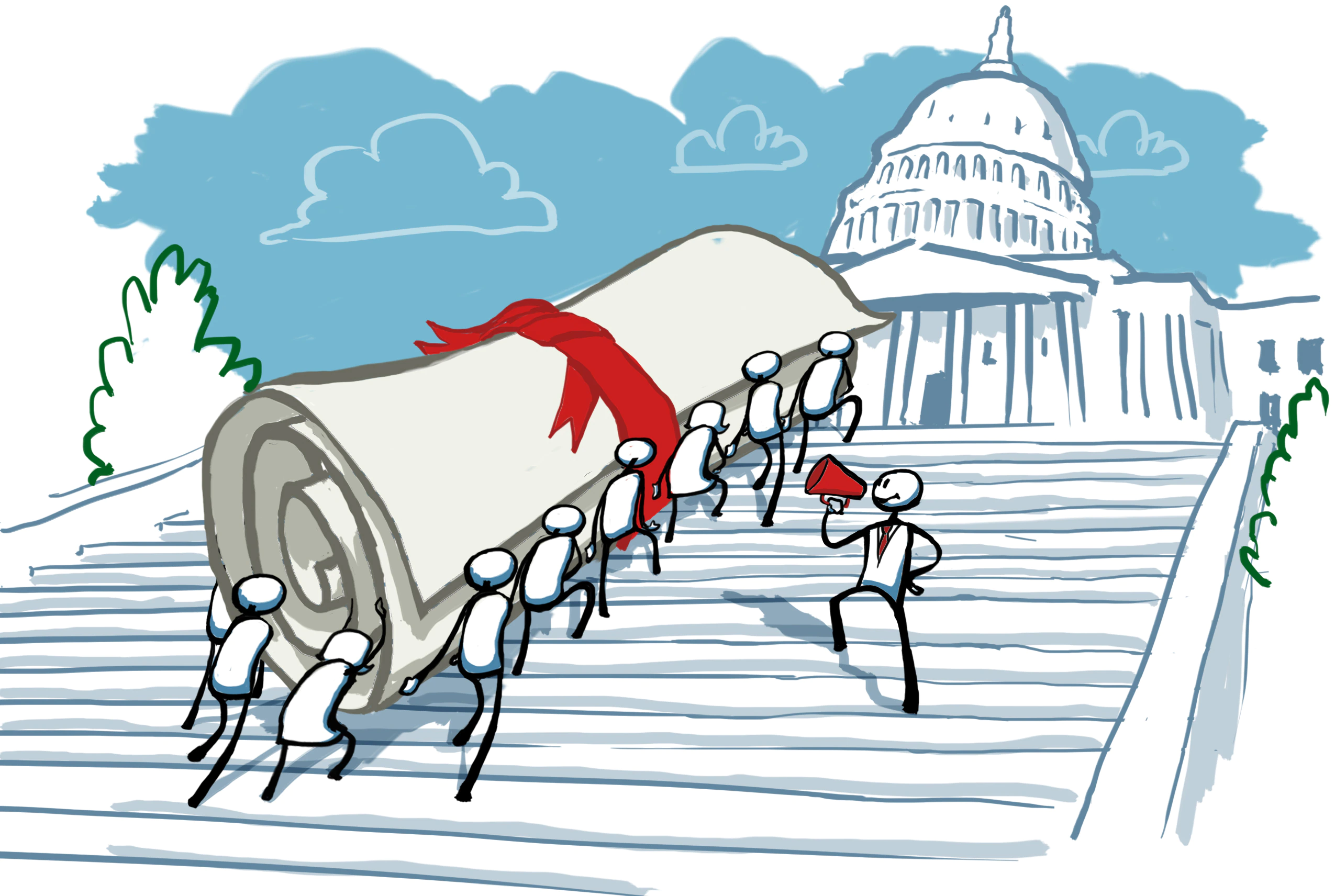 Graphic illustration of a bill being introduced in congress