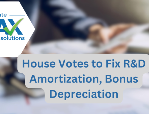 House Passes Bill to Fix R&D Amortization & Bonus Depreciation